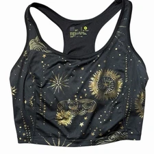XERSION BLACK GOLD CELESTIAL SPORTS BRA CROP TOP SIZE M BOHO WHIMSIGOTH FAIRY