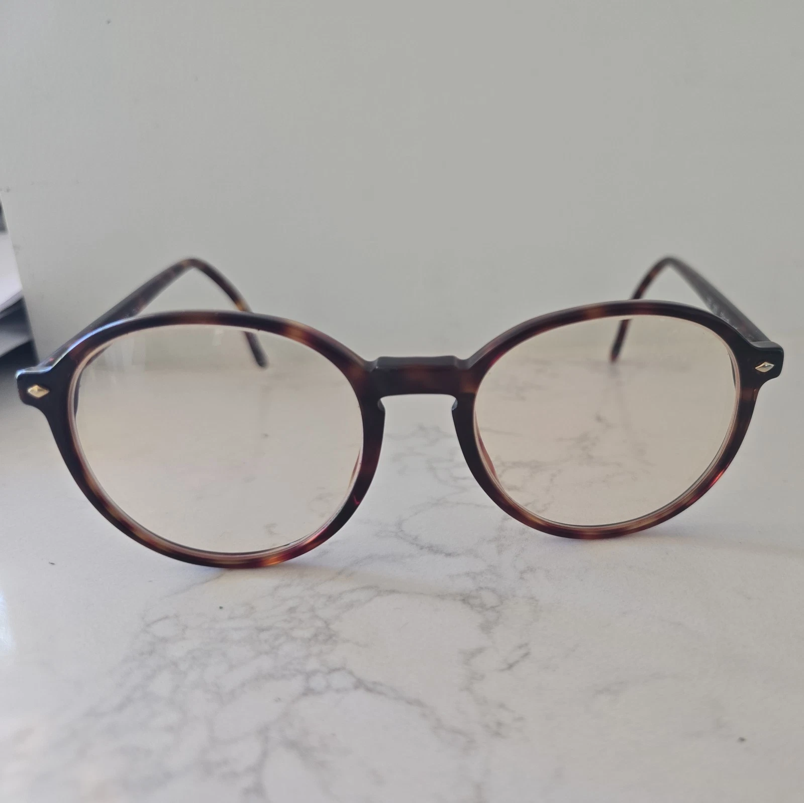 Vintage Giorgio Armani Matte Tortoise Panto Eyeglass Frames Mod 325 063