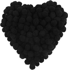 MOREFEN 150 Pieces Pom Poms, 1 Inch Black Craft Pom Poms, Fuzzy Pompom Puff Ball