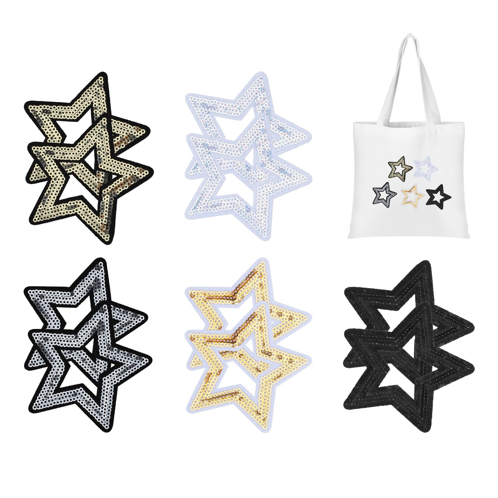 On Patches For Clothes, Self Adhesive Iron On Stars Glitter 