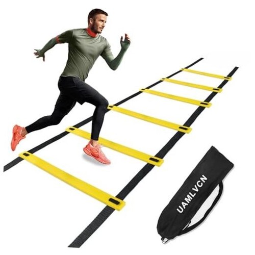 Sport Agility Ladder Soccer Training with Equipment Bag Fitness yellow 6 Rungs