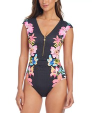 Bleu by Rod Beattie Women's Cap-Sleeve One-Piece Swimsuit Multi Size 4 0757