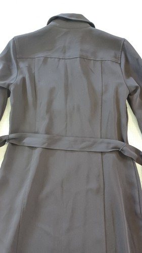 Calvin Klein Black Shirt Dress Sz 2 Front Zip Belted Roll Tab Sleeves Gold Snaps - Picture 17 of 24