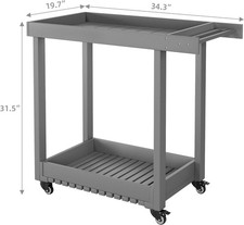 GRAVEE Service Utility Cart 500 LBS Rolling 2-Tier Storage Organizer Gray