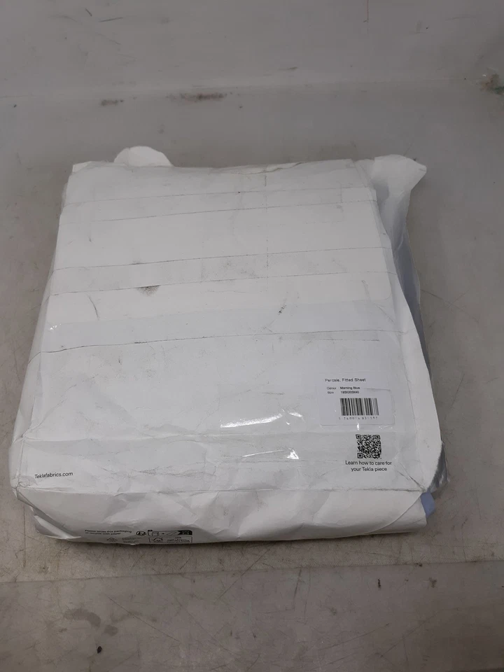 Tekla Percale Fitted Sheet Morning Blue 193X203X40 (Cal-King) - Image 4 of 4