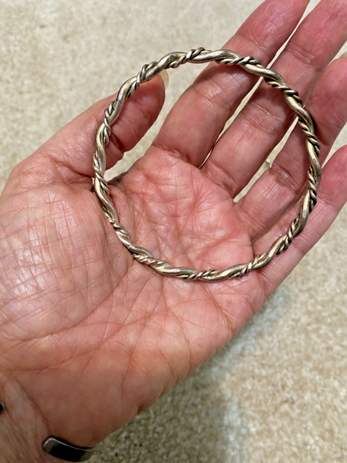 Antique Sterling Silver Stackable Bangle Bracelet… - image 4