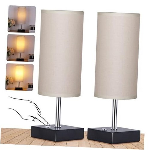 Cordless Table Lamp, Battery Operated Lamp Touch Control 12 Inch Beige