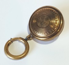 Vtg (Antique?) Gold-tone Retractable Watch / Key Chain Fob Brooch w 17" Chain