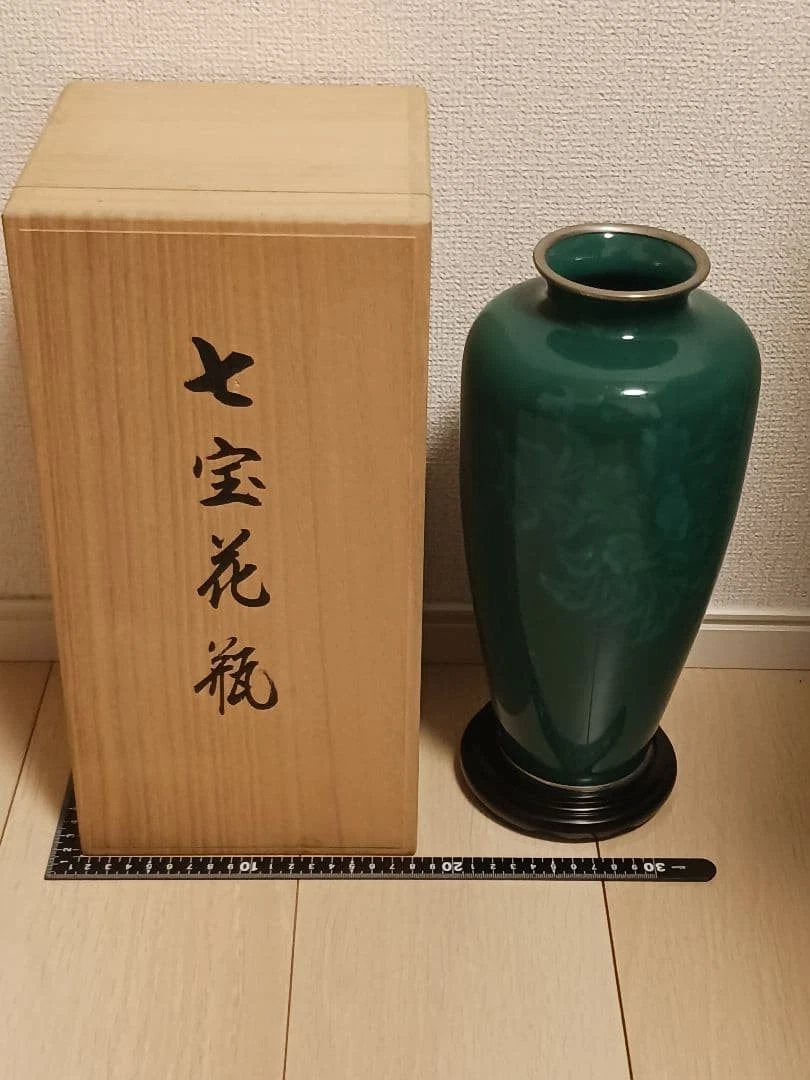 Shobido Cloisonne Vase Jade Grün Floral Arabesque Design Japan Grün