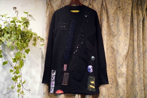 Unused 2014 AW Raf Simons Long-Length Patchwork A-line Sweatshirt Size XS