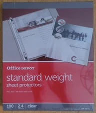 Office Depot Top-Loading Sheet Protectors, Standard Weight, Clear, 100-Pack