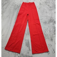 OQQ Pants Womens S Red Pull-On High Rise Wide Leg Front Seam Yoga Stretch Casual