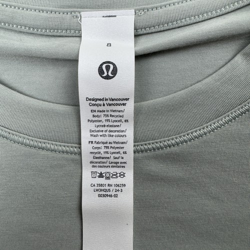 Lululemon Jersey Training Shirt Womens Size 8 Green Short Sleeve Lightweight - Picture 4 of 9