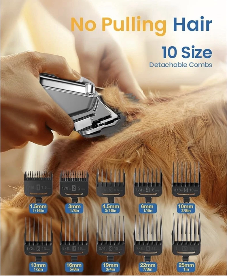 Cortapelos para perros aseo para abrigos gruesos pesados/afeitadora recargable de bajo ruido para mascotas Foto 2 de 4