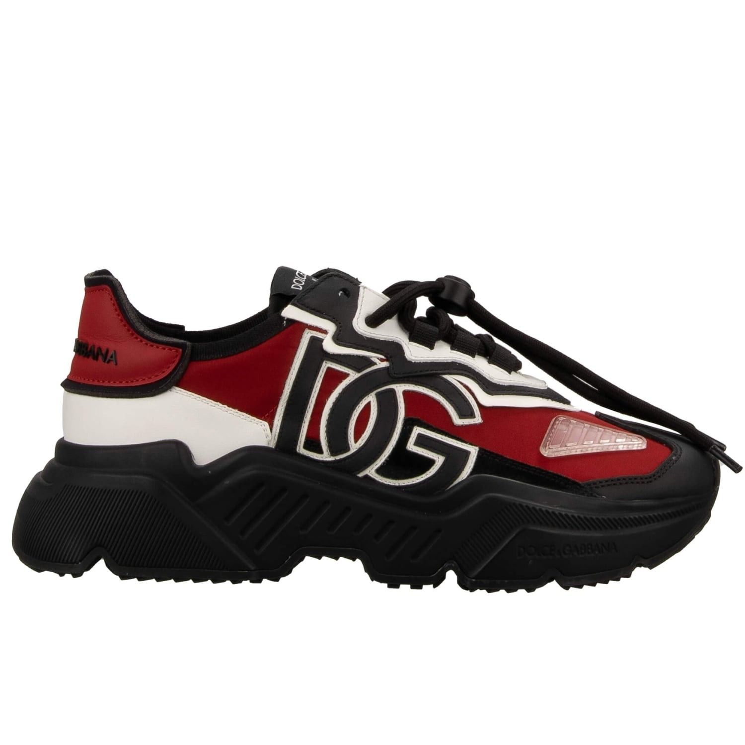 DOLCE & GABBANA DG Logo Low-Top Leather Sneaker Shoes DAYMASTER Red White Black