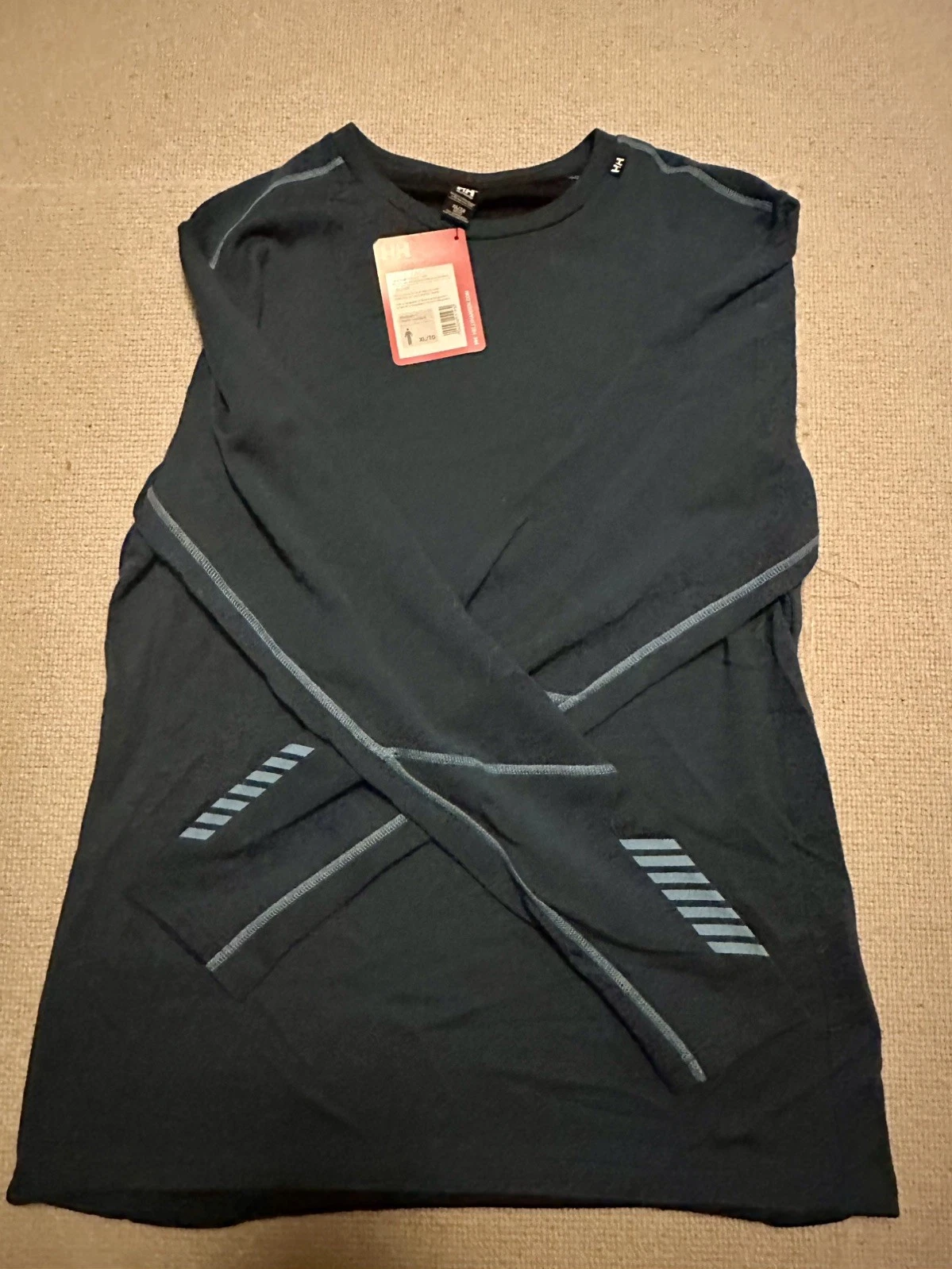 Helly Hansen Men’s LIFA Merino Wool Thermal Base Layer Ski Navy Blue - Size XL