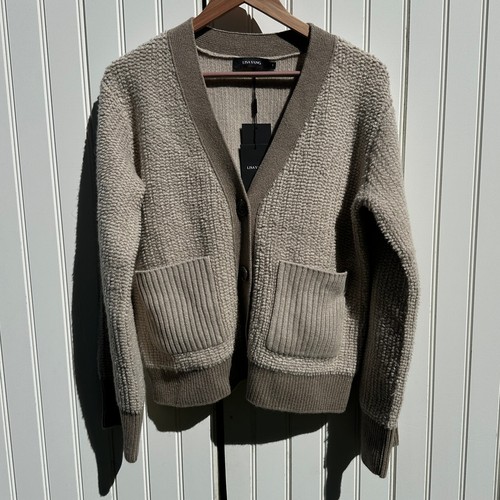 Lisa Yang Sonia Cardigan Sweater Sand Mole Bouclé Knit Cashmere Sz 1 S / M $890 - Picture 3 of 20