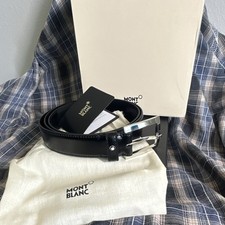 Montblanc Men's Black Classic Dress Belt Stainless Steel Buckle 38/95