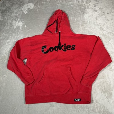 Cookies Hoodie Mens Large Red Thin Mint Logo Pullover Fleece Sweatshirt