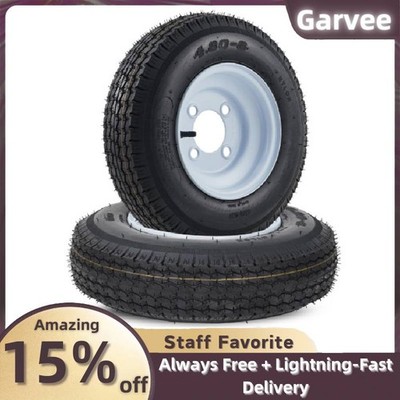 High Load Capacity: 2x 4.80-8 Trailer Tires, 4 Lug, 760LB at 90PSI, 6-Ply Constr