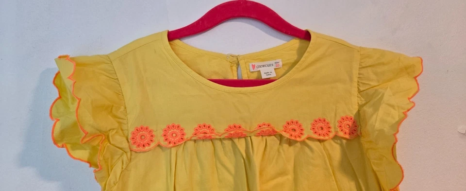 Vestido Crewcuts Niños Talla 10 Color Amarillo con Estilo Floral Bordado Foto 3 de 4