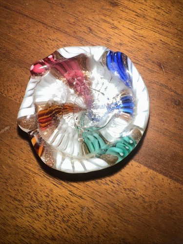 Antique Lutz blown glass paperweight Small striped swirl Early 1900's - Foto 7 di 9