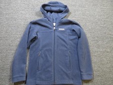 Columbia Jacket Youth Medium 10/12 Blue Hooded Fleece Full Zip Pockets Warm