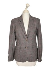 J. Crew Hacking Houndstooth Wool Blazer with Elbow Patches Brown Women s 6