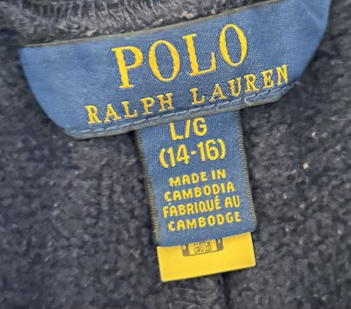 Polo Ralph Lauren Sweatpants Boys Large 14-16 Blue Cotton Joggers Pockets Pony - Picture 2 of 2