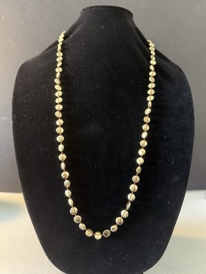 Artisan Made Boho Tribal Hammered Brass Bead Necklace With S Hook Clasp