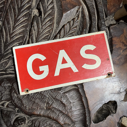Original Vintage GAS doppelseitiges reflektierendes Bahnhofsschild aus Holz - Bild 1 von 3