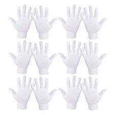 6 Pairs White Cotton Gloves, for Dry Hands Sleeping Eczema Care Hand Gloves