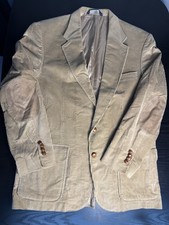 Vtg Lands End Mens Corduroy Blazer Sport Coat 44L Elbow Patches Cotton -Made USA