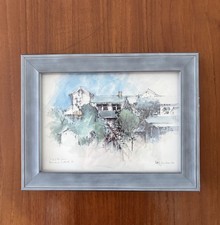 Sea View Inn Original Watercolor Painting by Neil Watson Signed Framed Dated 9x7