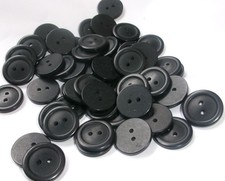 LOT OF 55 BLACK 11/16th inch 2 Hole raised edge flatback Buttons, NEW