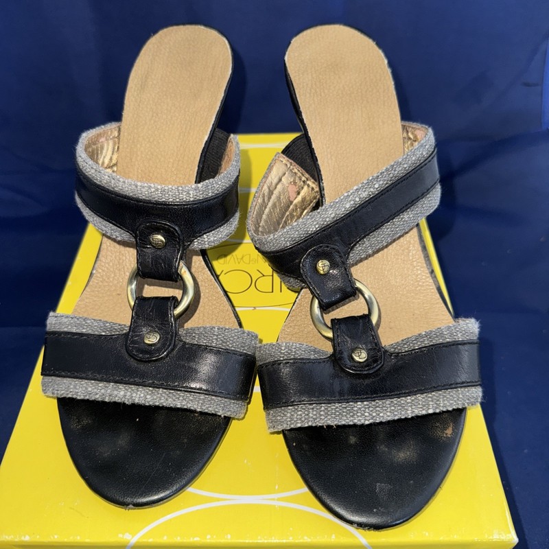 Circa Joan & David Black High Heels Pumps Strappy Sandals Slip-On Shoes Size 8M