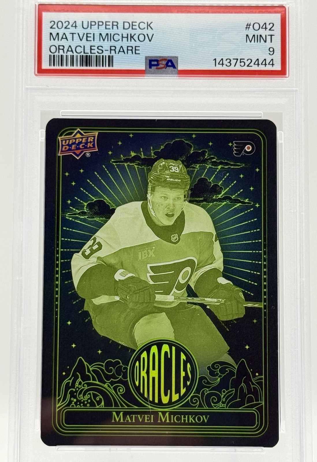 Matvei Michkov #O-42 Hockey Cards 2024 Upper Deck Oracles trading card — raw and PSA graded price guide