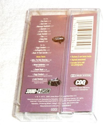 CASSETTE TAPE by DAVID BOWIE "ZIGGY STARDUST" (1990) ROCK / RYKO ANALOGUE - Picture 2 of 4