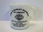 Vintage Galaxy Milk Glass Apol's Harley Davidson Advertising Mug Mint