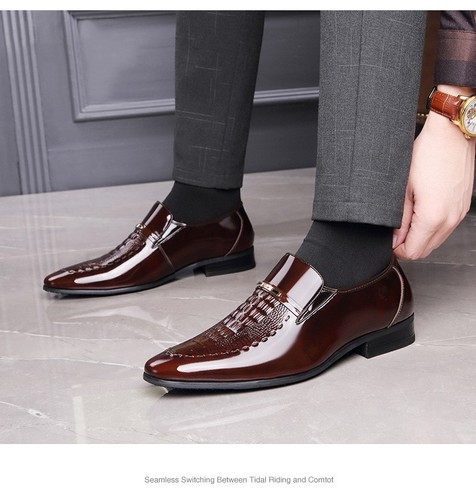 Zapatos de vestir formales de charol con punta puntiaguda talla grande 38-48 para hombre nuevos - Imagen 15 de 21