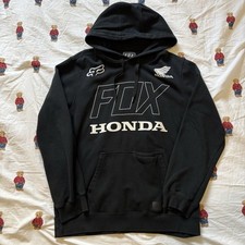 Fox Racing Honda Pullover Hoodie L Black Big Logo Distressed Y2k Motocross Vtg
