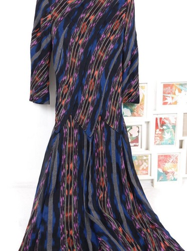 Proenza Schouler Long Dress Silk Tribal Ethnic Spiral Striped $2245 Grey Size 8 - Picture 8 of 18