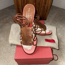 Valentino Garavani Original Vintage Leather Gladiator LaceUp Sandals Size 37 NWB