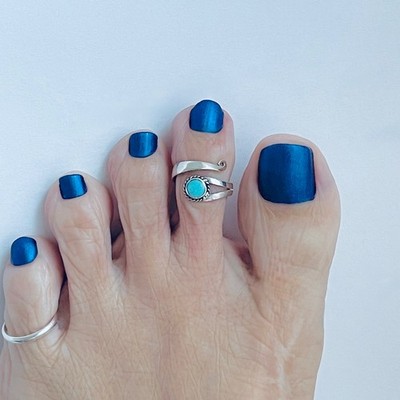 Sterling Silver Wraparound Genuine Turquoise Toe Ring, Silver Rings, Stone Ring