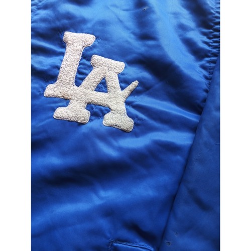 LA Dodgers 80s Bootleg satin bomber jacket M blue MLB baseball vintage - Picture 12 of 13