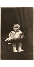 1934 Italian Child Portrait in Highchair Postcard Gigi & Bruno Interwar RPPC