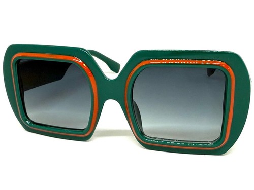 OVERSIZE Exaggerated Vintage Retro Style SUNGLASSES Large Big Square Green Frame - Picture 3 of 6