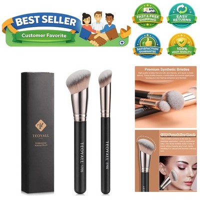 Elegant Foundation Contour Brush Set - Synthetic Brushes for All Skin Types