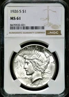 1926-S Peace Silver One $1 Dollar - NGC MS 61   BLAST WHITE COIN!  CC833