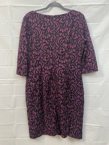 Alex Marie Purple Black Lace Cocktail Party Dress 3/4 Sleeve Lined Size 12 - Picture 2 of 8